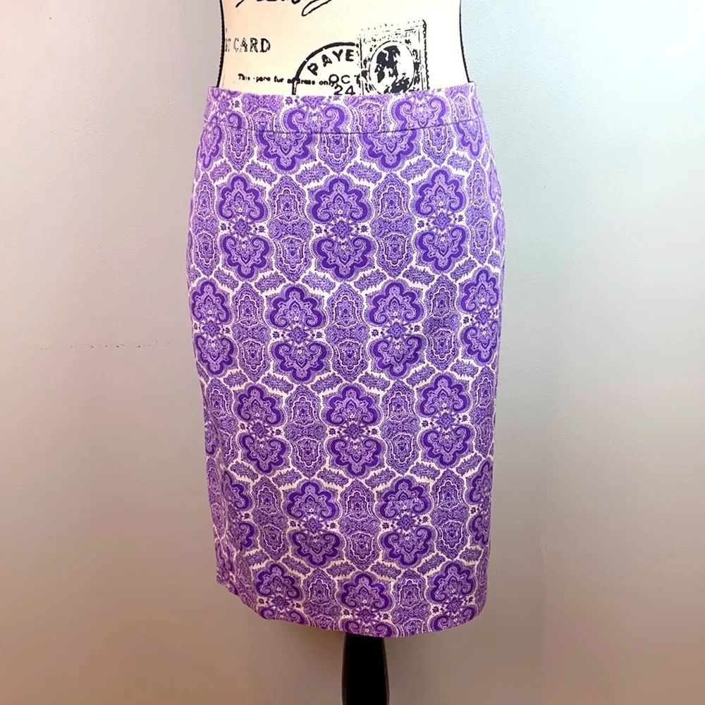 Pencil Skirt Medallion Purple Paisley J. Crew